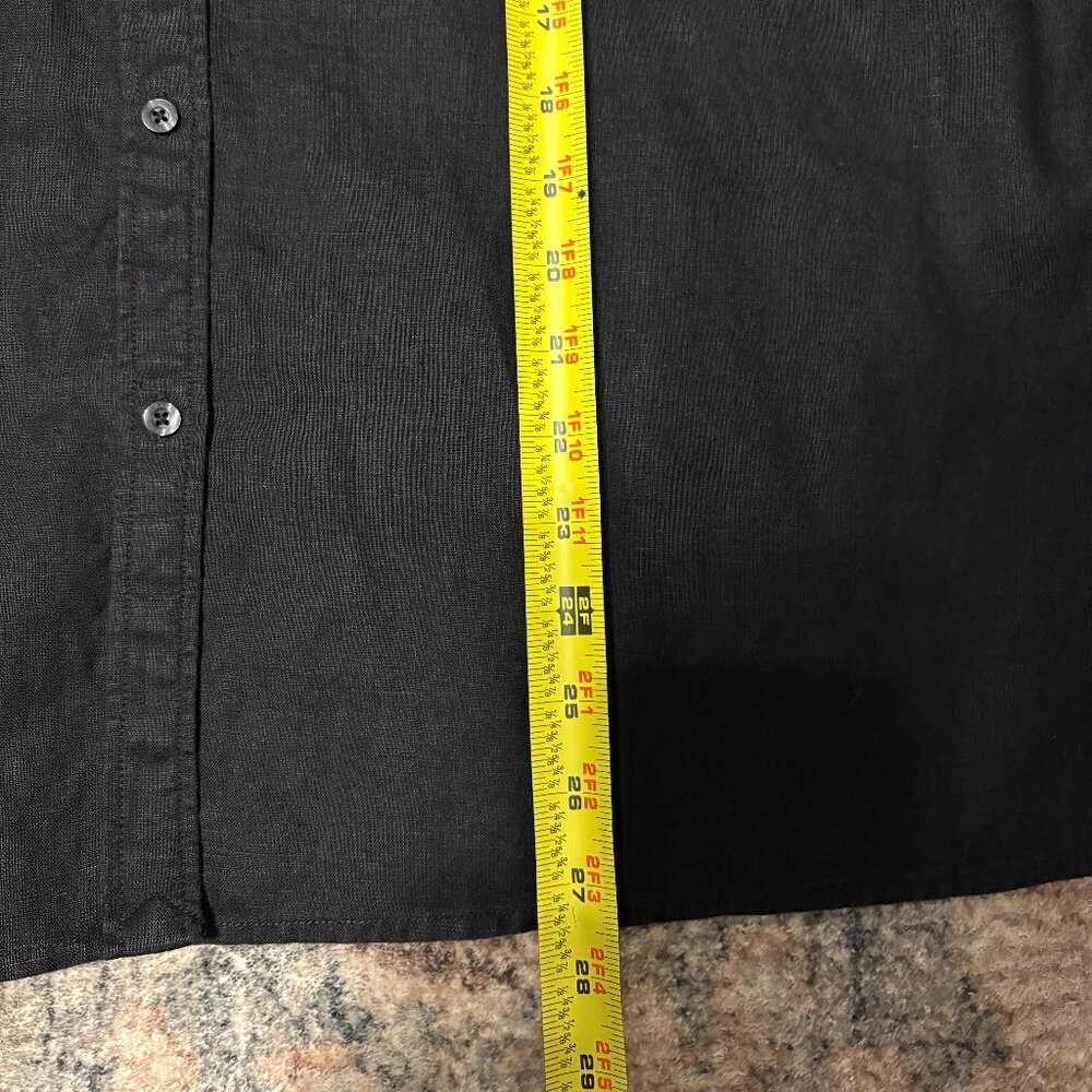 Ralph Lauren Chaps Womens Plus 100% Linen Button-Front Shirt Top Blouse 1X Black - Picture 10 of 10